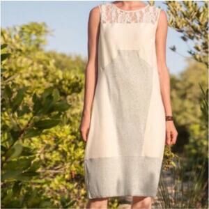 Sundance Mallorie Cream Lace Patchwork Tank Dress Size Small Summer Cotton Blend